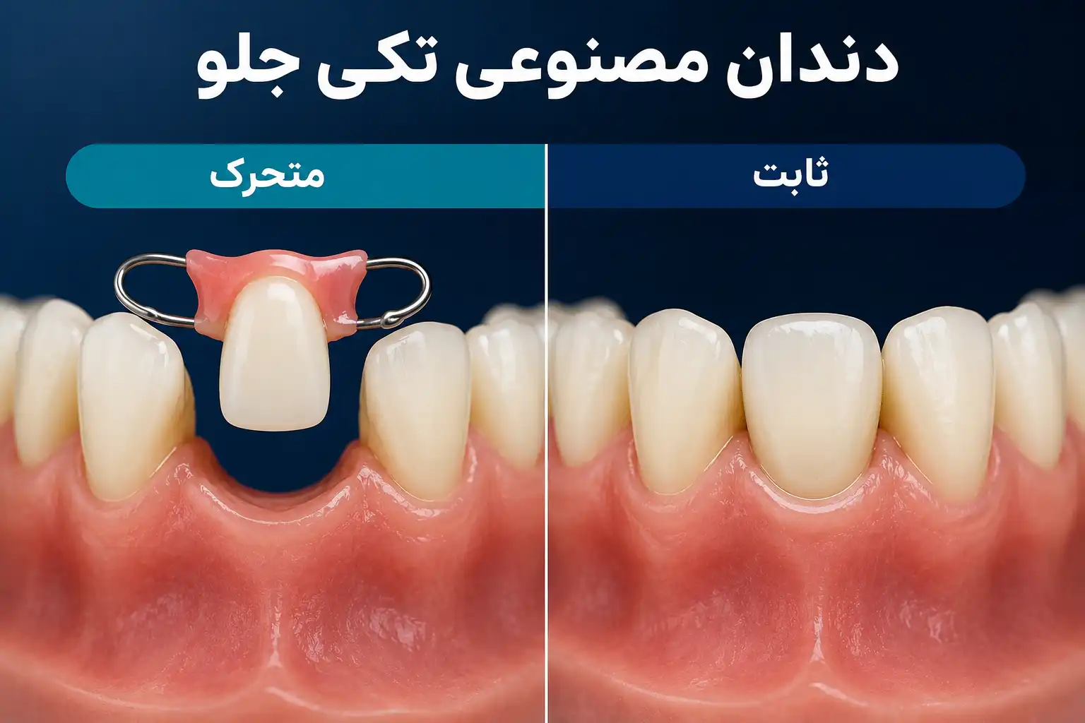 دندان مصنوعی تکی جلو متحرک و ثابت